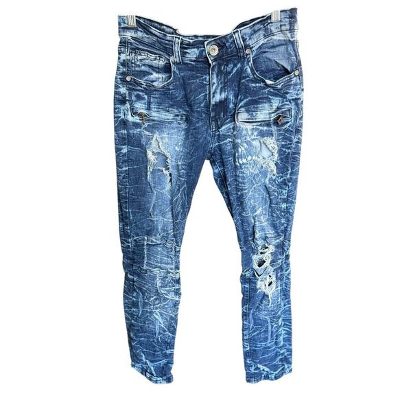 Focus Jeans Men's 32x30 Distressed Acid Wash Moto Streetwear Grunge Urban - Picture 1 of 11